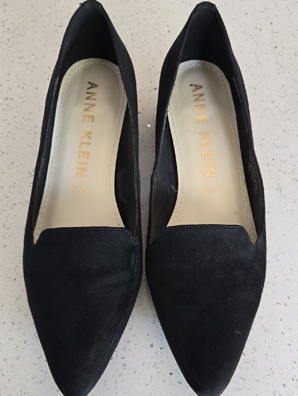 Anne Klein Black Pointed-Toe Slip-On Flats
